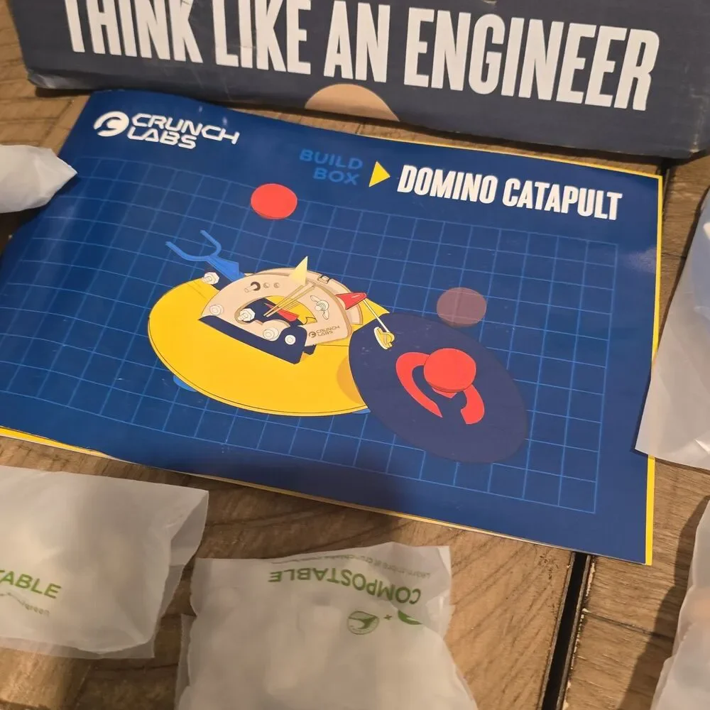 -Open Box- Crunch Labs By Mark Rober Domino Catapult Build Box